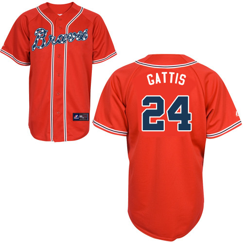 Evan Gattis #24 mlb Jersey-Atlanta Braves Women's Authentic 2014 Red Baseball Jersey